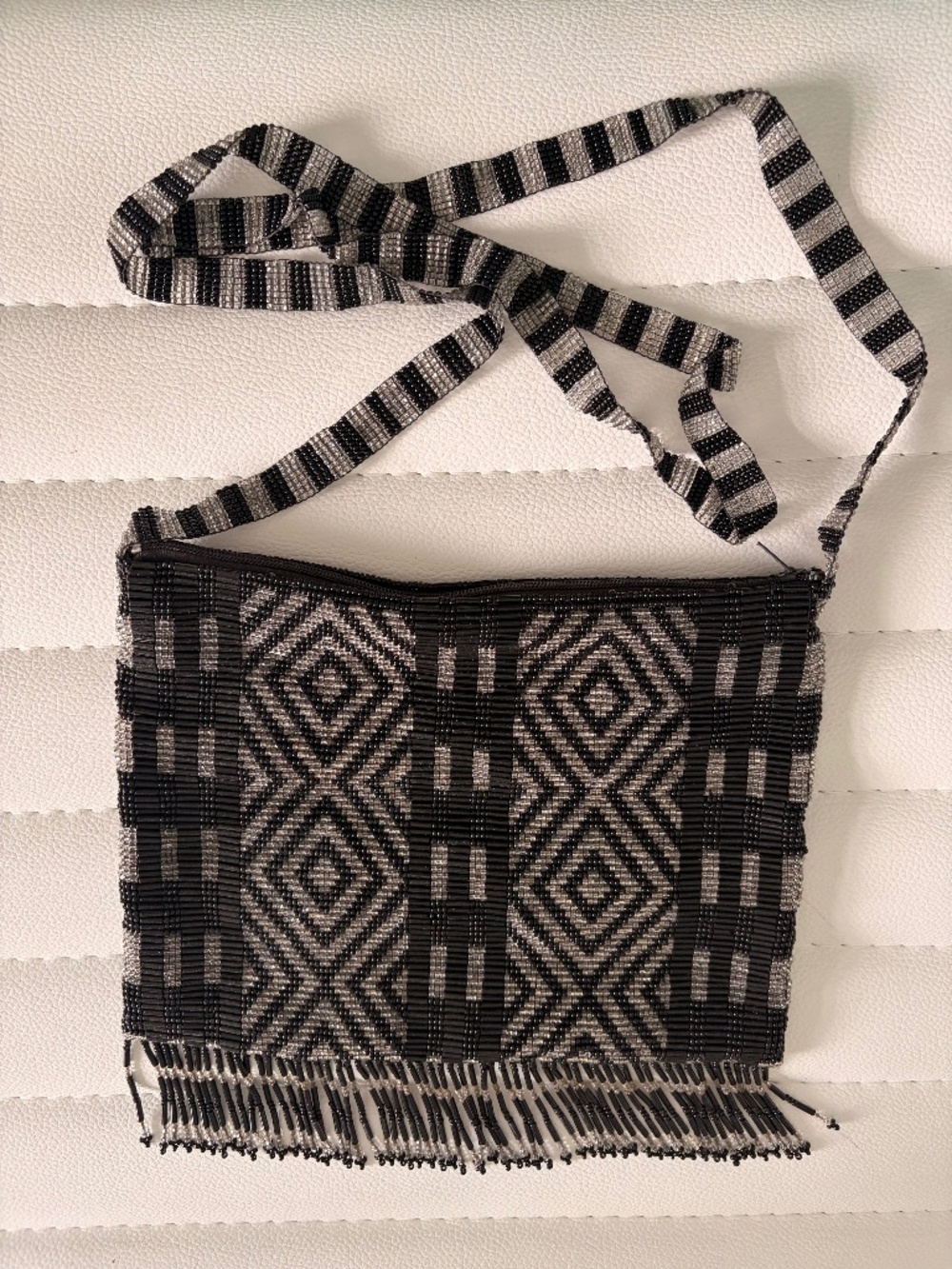 Black & Silver Beaded flat bag